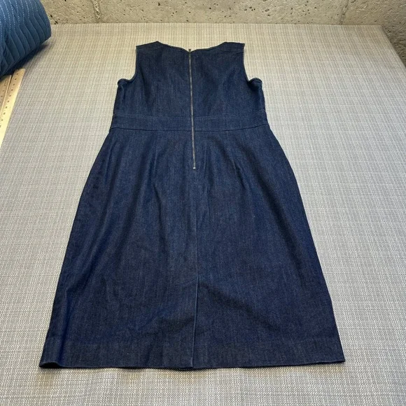 Denim A Line Sleeveless Dress size 10 Midi‎ Blue Minimalist Classic Western - Picture 3 of 7